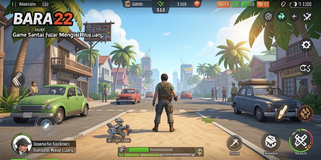 Tampilan gameplay BARA22 yang ceria dan penuh warna.