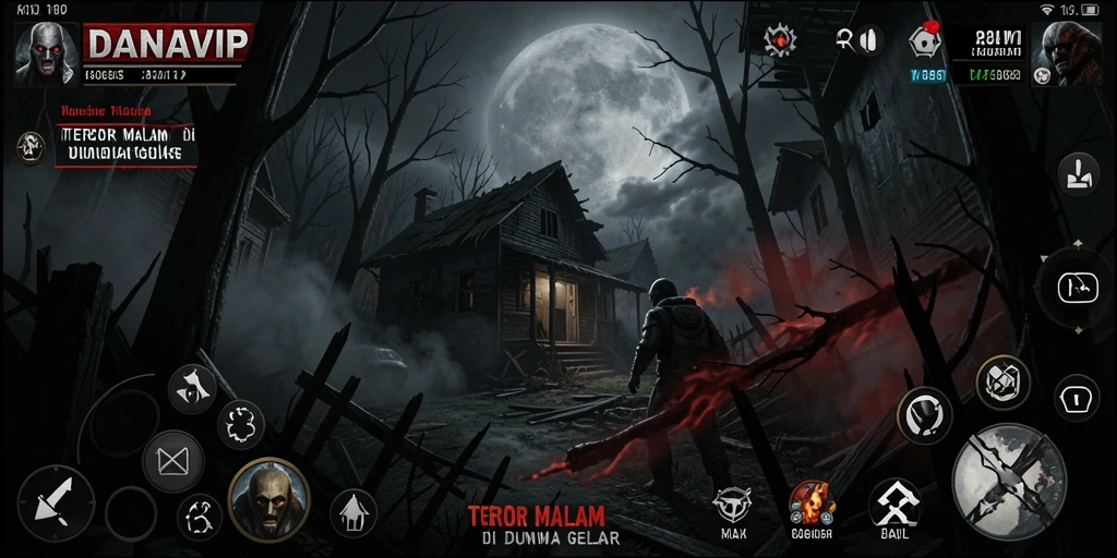 Tampilan gameplay menyeramkan dari DANAVIP dengan suasana mencekam.