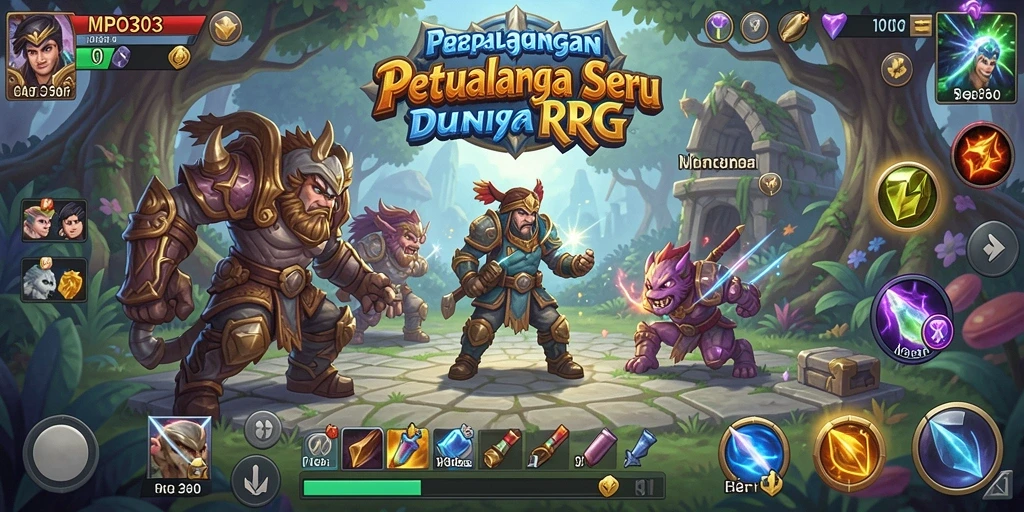 Screenshot MPO303 menampilkan karakter beraksi dalam pertarungan epik di dunia fantasi.
