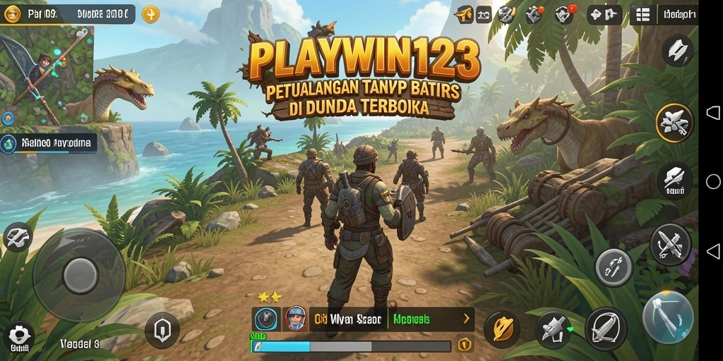 Screenshot gameplay PLAYWIN123 menampilkan petualangan di dunia terbuka yang luas.