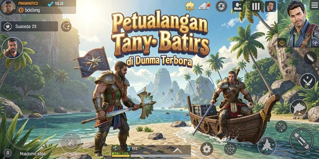 Screenshot gameplay Open World PRAGMATIC123 menampilkan dua pemain berinteraksi di dunia yang luas.