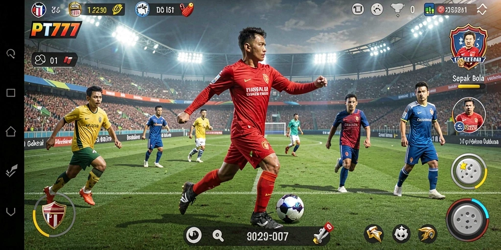 Gameplay PT777 yang mendebarkan dalam aksi sepak bola.