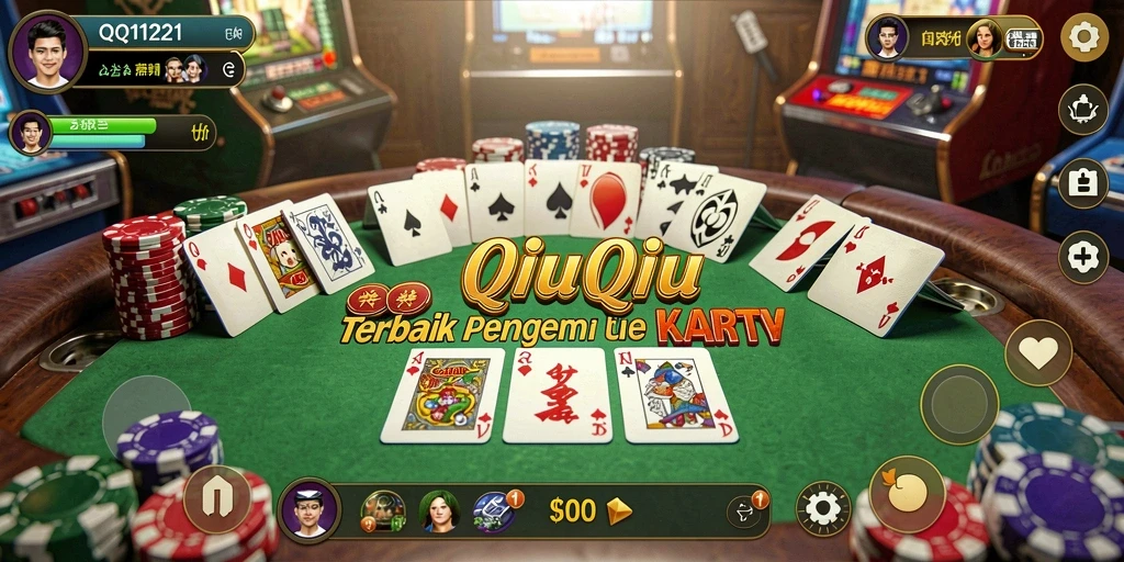 Screenshot gameplay QQ1221 menunjukkan aksi seru permainan QiuQiu.