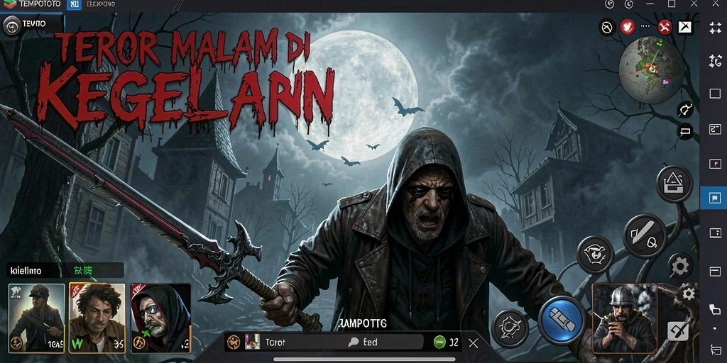 Screenshot gameplay TEMPOTOTO dengan suasana menyeramkan yang mencekam.