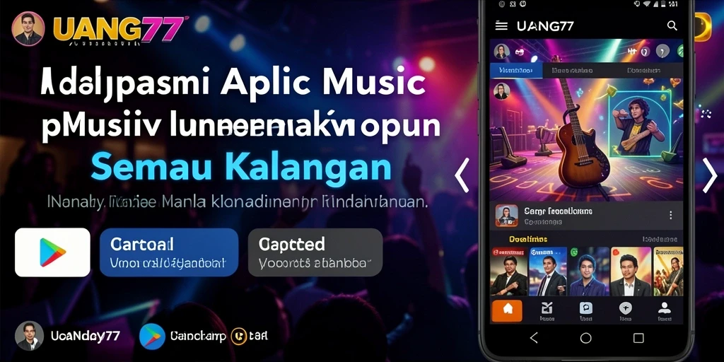 Screenshot UANG77 menampilkan pengalaman bermain musik yang interaktif.